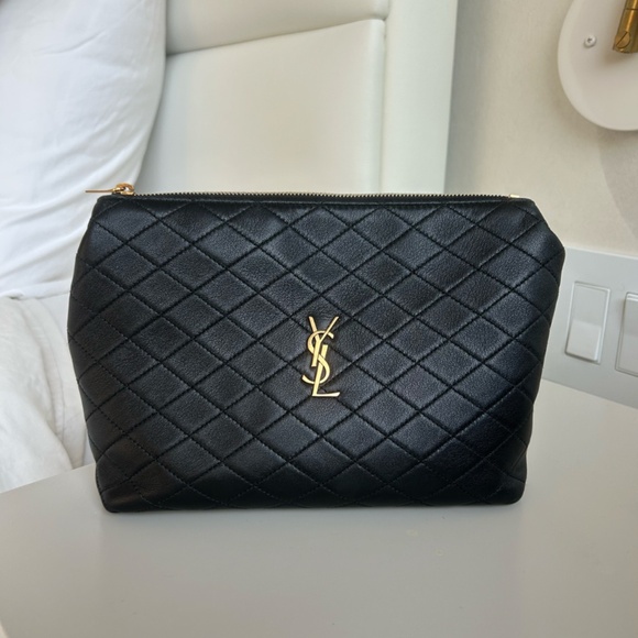 Saint Laurent YSL Quilted Leather Pouch Black - Picture 3 of 7